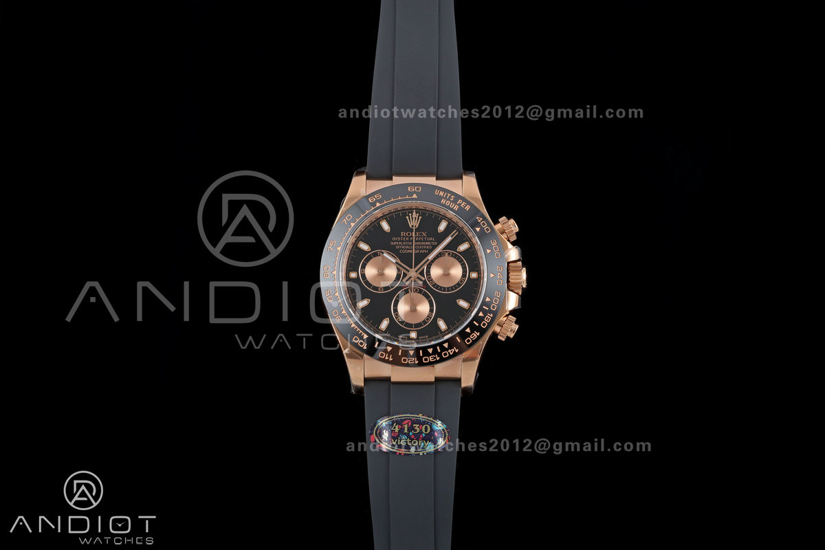 Daytona 116515 VF 1:1 Best Edition 904L Steel Black/RG Dial on Oysterflex Strap DD4130